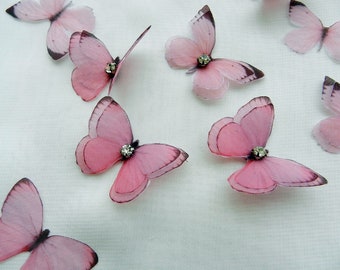 Butterfly dress decor silk applique craft supplies for wedding spring decor or blue butterfly wall decor patches for valentines day DIY set