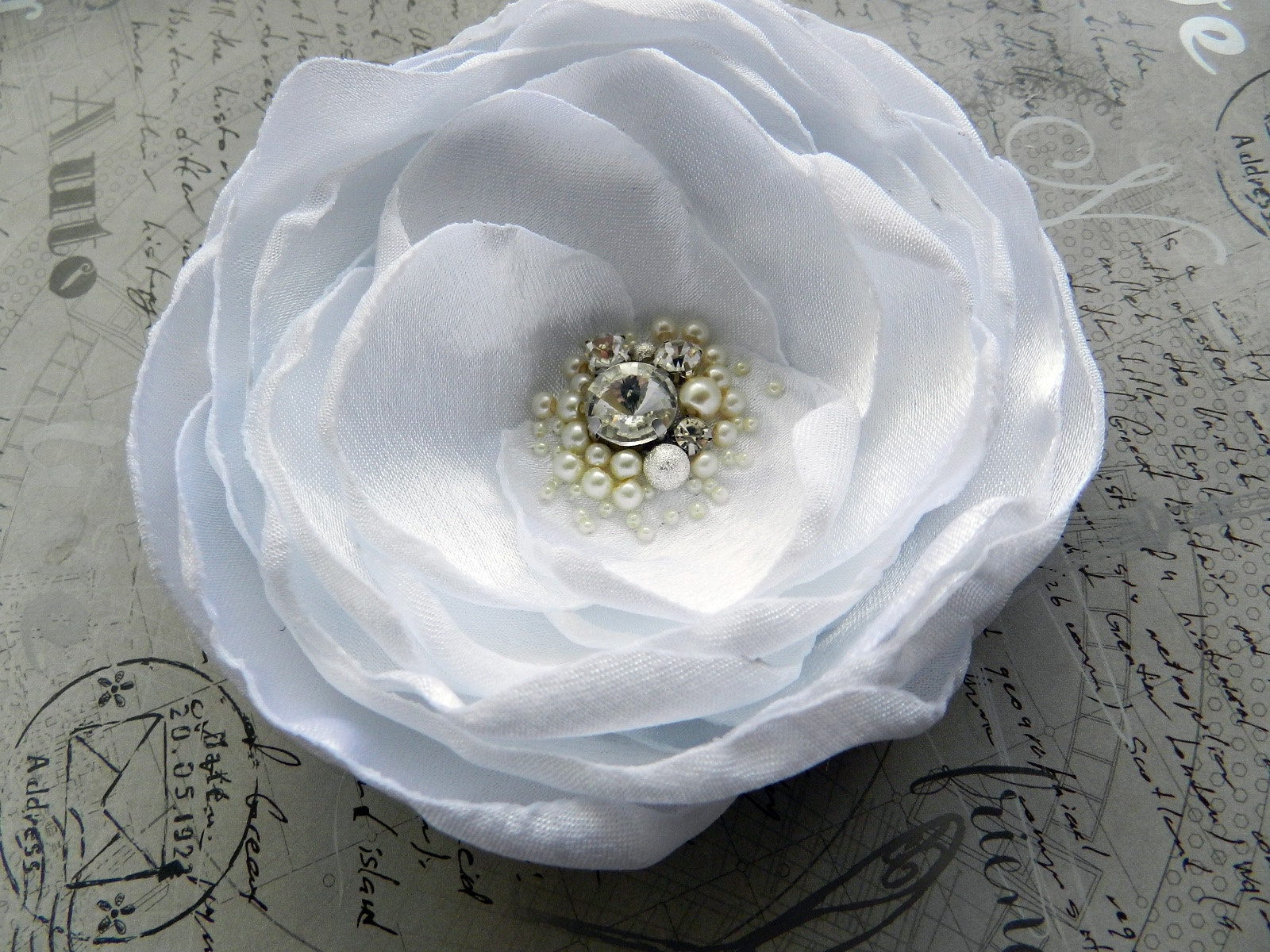 Large White Flower Brooch Fabric Flower Brooch White super Etsy