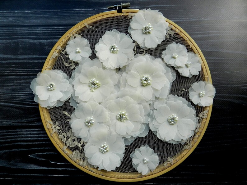 Ivory silk flower embellishment Handmade fabric flowers for Etsy