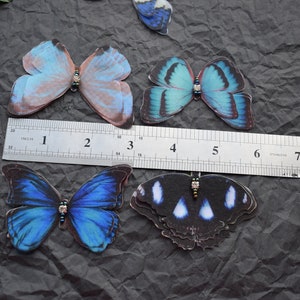 Silk blue butterflies hair clips with three-layer wings something blue hair accessories for bride image 3