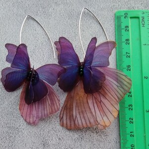 Silk butterflies moving wings drop earrings with luna moth wings woman accessories gift for her image 8