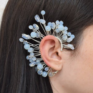 Dainty ear cuff no piercing with moonstones - wrap ear climber earrings for woman gift