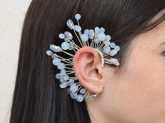 Orecchini lunghi con polsino dell'orecchio della nappa per le donne orecchini con Clip dell'orecchio dell'onda dell'orecchino Piercing del polsino dell'orecchio con strass lucidi del battito cardiaco
