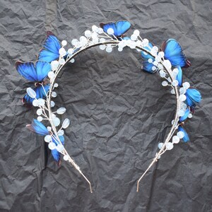 Luna moth butterfly hair piece moonstone crystals and silver wire headband image 7