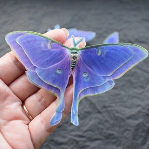 Silk purple luna moth hair clips with 3d wings hair jewelry for women and girl gift