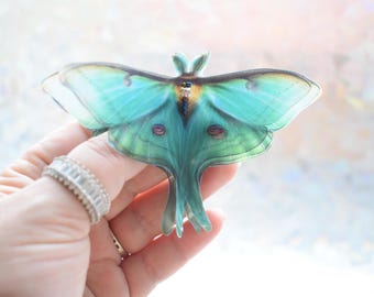 Silk luna moth hair clips with 3d wings lightweight hair accessories for women and girl gift