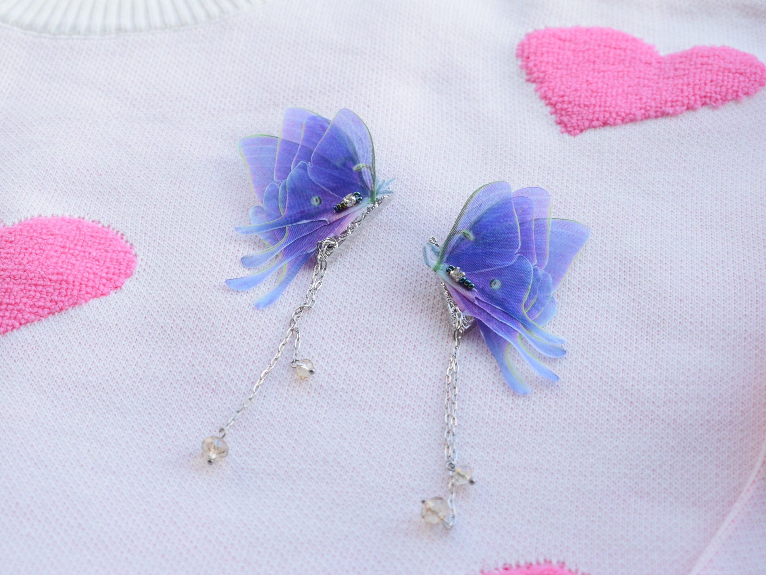 Chaîne De Bijou Pour Clip à Lèvre - Pendentif Papillon Violet - Bijou Corporel - Neuf Avec étiquettes
