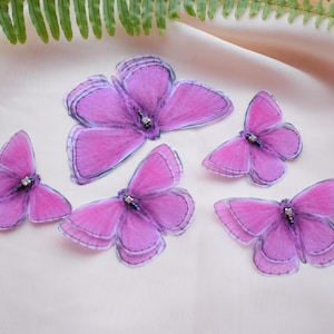 Silk butterfly layered wings hair clips or brooch - wedding head piece jewelry for bride or photoshoot