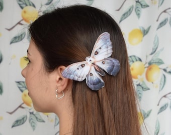 Ghostly Silk Moth Hair Clips or Lapel Pins with 3d wings