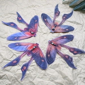 Silk Semioptila moth hair clips with 3d layeedr wings - hair accessories for women and girl gift