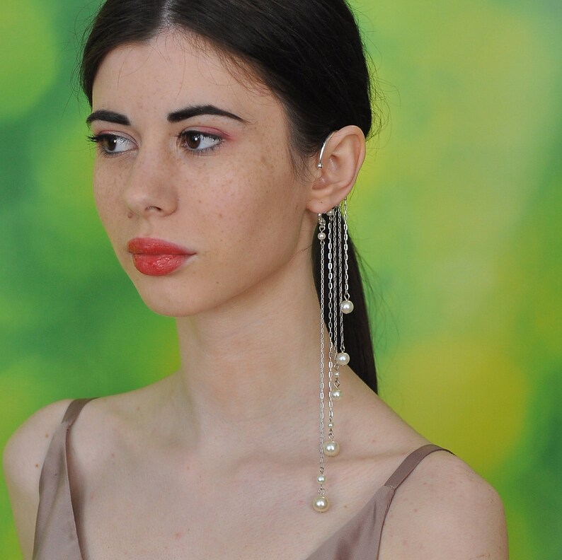 Ear Cuff No Piercing Crystals Extra Long Ear Climber Earrings Etsy