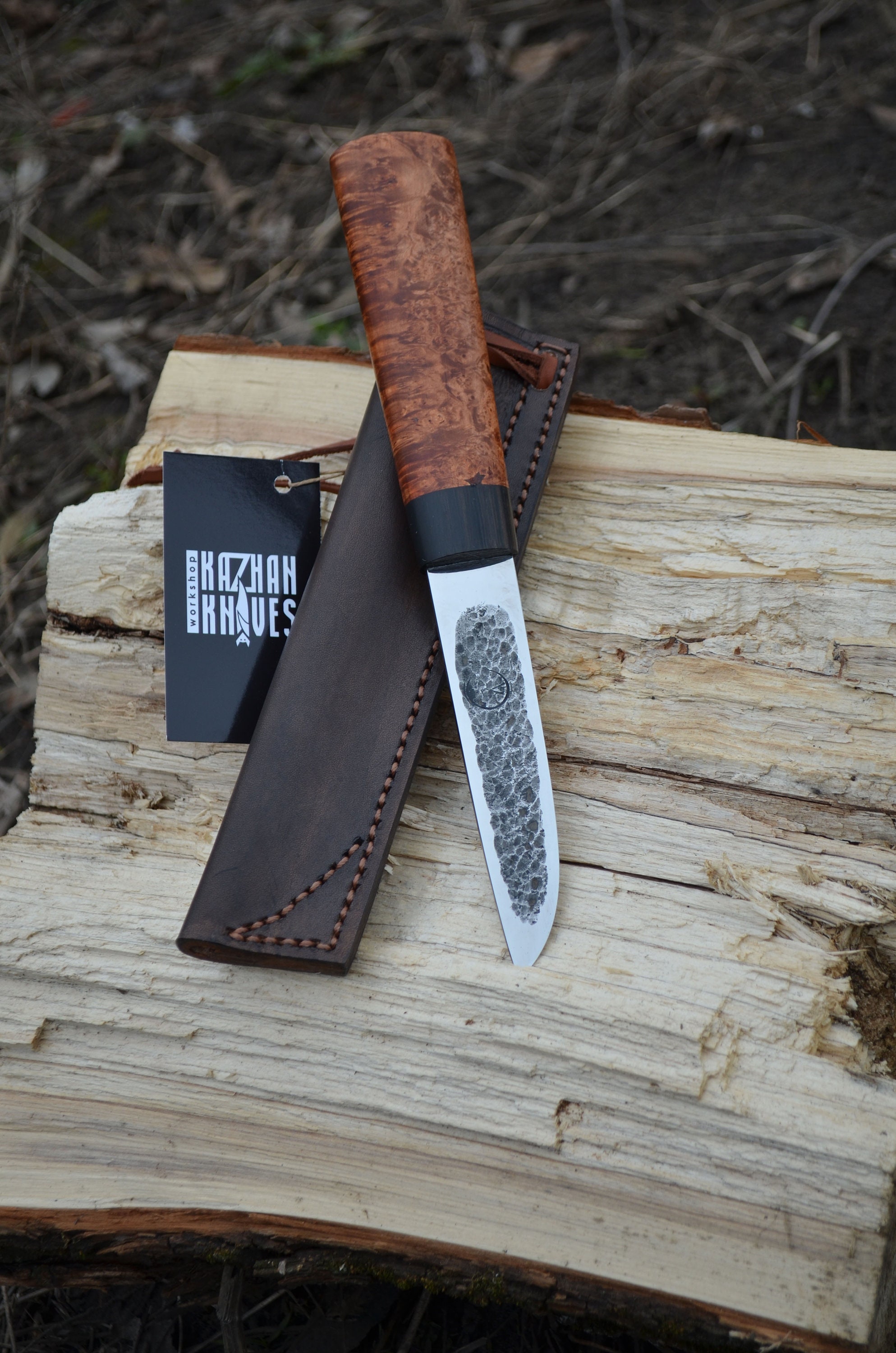 Left-handed Yakutian Knife, Forged Knife, Handmade Knife, for Left