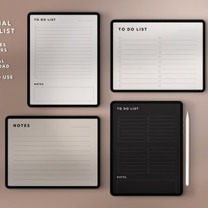 Minimal To Do List, Checklist, Digital Planner, Printable File, Template, Organizer, GoodNotes, Notability, Noteshelf, Dark Mode, Off White