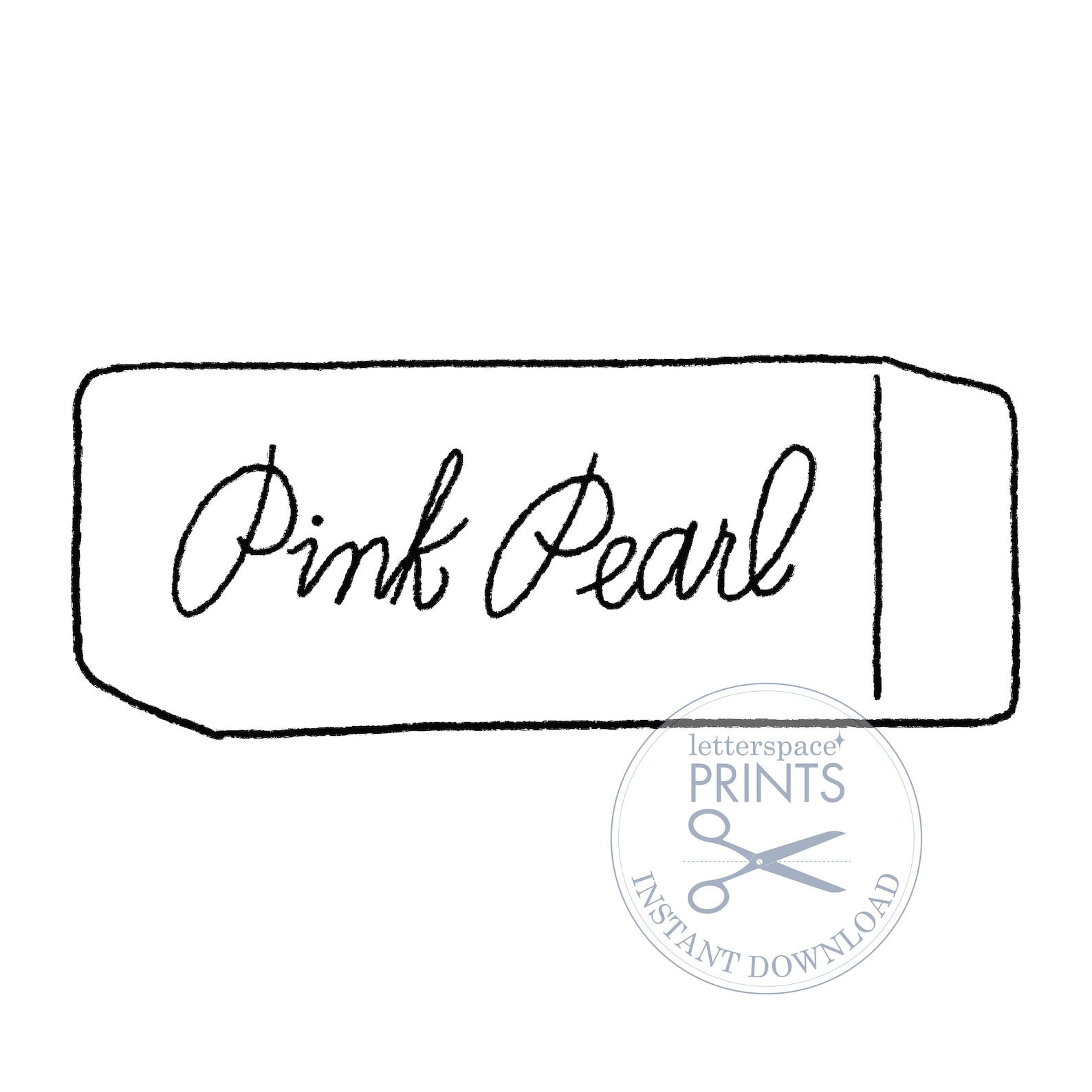 Black and White Pink Pearl Eraser PRINTABLE Art Office Wall Etsy