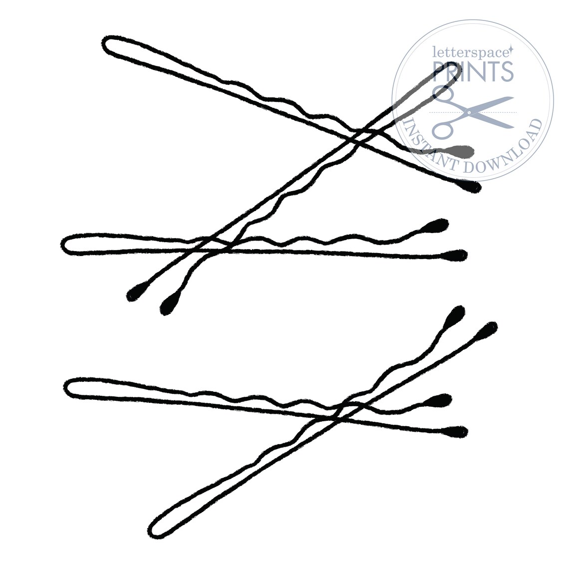 Bobby Pins Black and White PRINTABLE Wall Art Instant Etsy