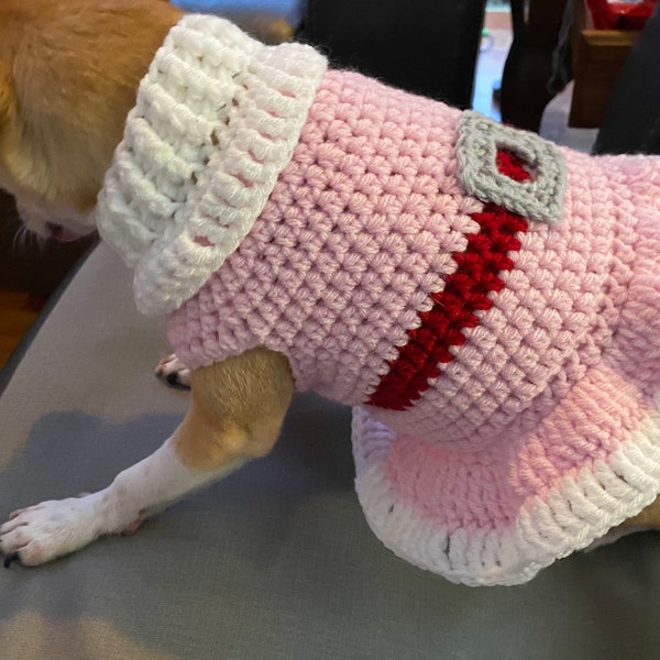 Happy Christmas Elf Dog Dress/Sweater Available in Four Sizes /Christmas Dog Sweater/ Holiday Sweater