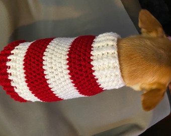 Crocheted Candy Cane Dog Sweater: Holiday Pet Outfit