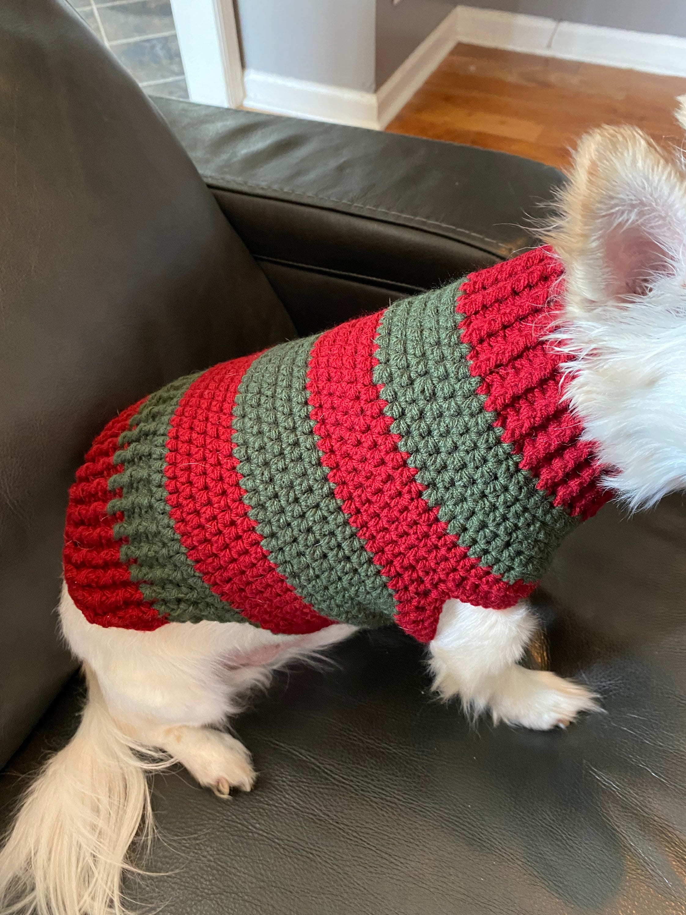 Red and Green Striped Sweater - Etsy