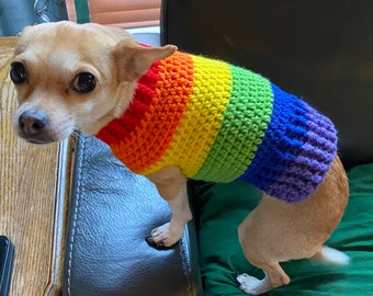 Rainbow Dog Sweater Available in 4 Sizes