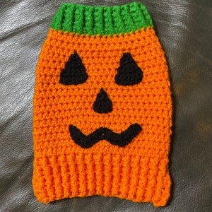 Jack-O-Lantern Dog Sweater Available In 4 Sizes - Hand Crocheted