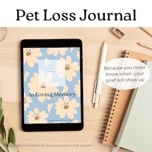Diario digitale per la perdita di un animale domestico / Elaborazione del lutto / Modello a margherita / Download immediato