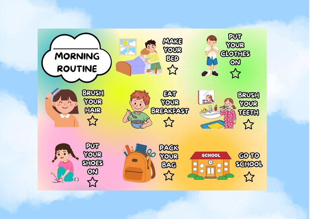 Kids Morning Routine Chart Printable - Instant Download PDF - Etsy