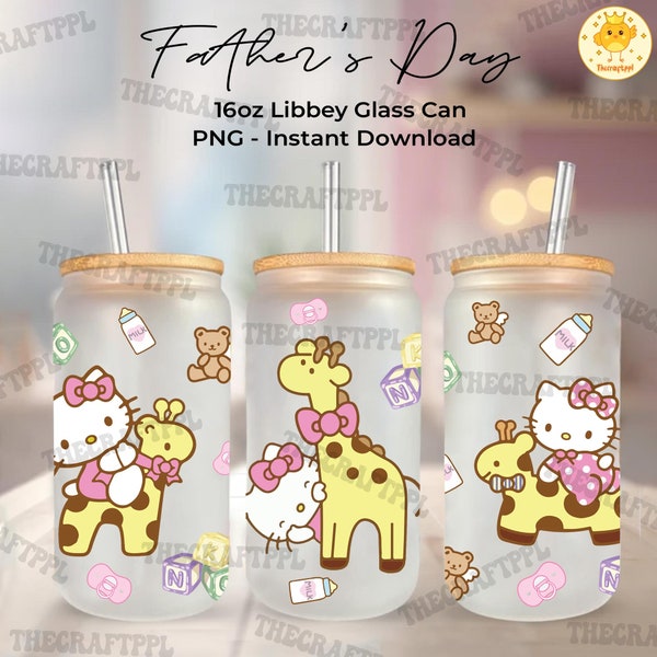 Baby Cat 16oz, Cute Cat 16oz Libbey Tumbler Wrap, Pink Cat Libbey Full Wrap, Cartoon Movie 16oz Libbey Glass Can Wrap Png, Digital Download