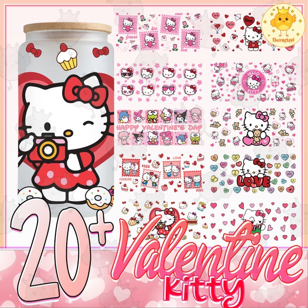 20+ XOXO Valentine Glass Can Wrap Bundle, Cartoon 16oz Libbey Glass Can Wrap, Pink Valentine Libbey Glass Can Wrap, Digital Download