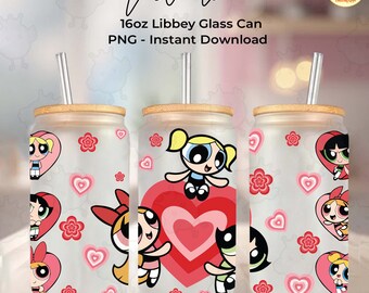 Character Cartoon 16oz Glass Can Wrap, Valentine Movie 16oz Libbey Can Glass, Valentine 16oz Libbey Can Cartoon Png, Digital Download