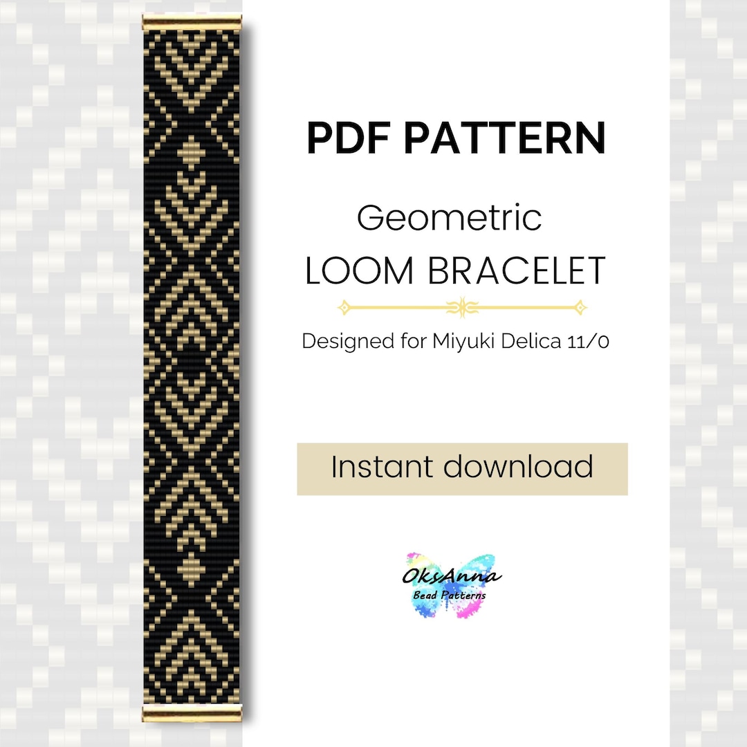 Black Gold Bracelet Pattern | Geometric Loom Bracelet | Seed Bead ...