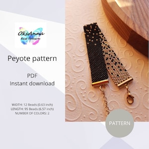 Gold Peyote bracelet pattern Peyote stitch bracelet Geometric pattern Beadweaving pattern Even count peyote Miyuki Beadwork bracelet design