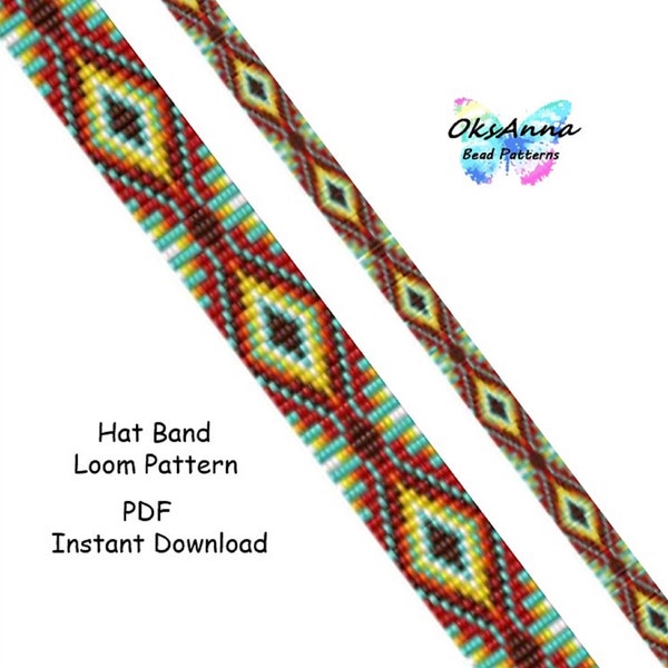 Red hatband pattern Beading loom hatband Miyuki pattern Beading tutorial Seed bead pattern Loom stitch hatband Bead weave pattern Beadwork