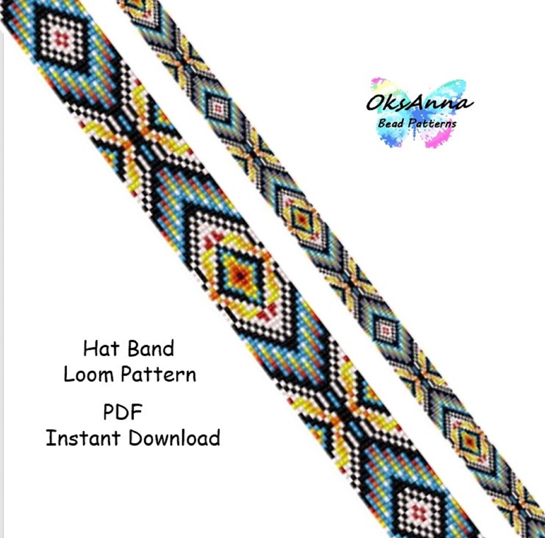 Beading Hatband Pattern Bead Loom Hatband Miyuki Pattern Beading ...