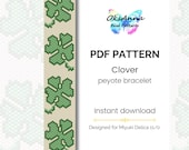 Clover beading pattern PDF | Seed Bead bracelet design | Even count peyote stitch
