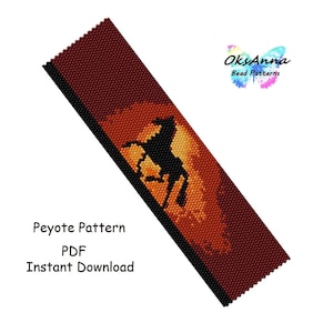 Horse peyote pattern Beaded bracelet pattern Miyuki pattern Beadweaving pattern Horse print Beadwork pattern Seed bead bracelet pattern