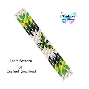 Mönster för pärlmönster med Thunderbird-vävstolsarmband | Design av gröna seed bead-armband