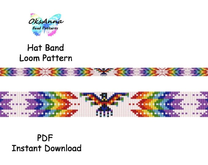 Beading Hatband Pattern Bead Loom Hatband Miyuki Pattern Beading ...