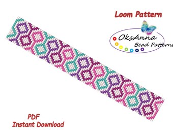 Beading bracelet pattern Loom pattern Beading pattern Miyuki pattern Geometric pattern Seed bead pattern Loom stitch Beadwork jewelry