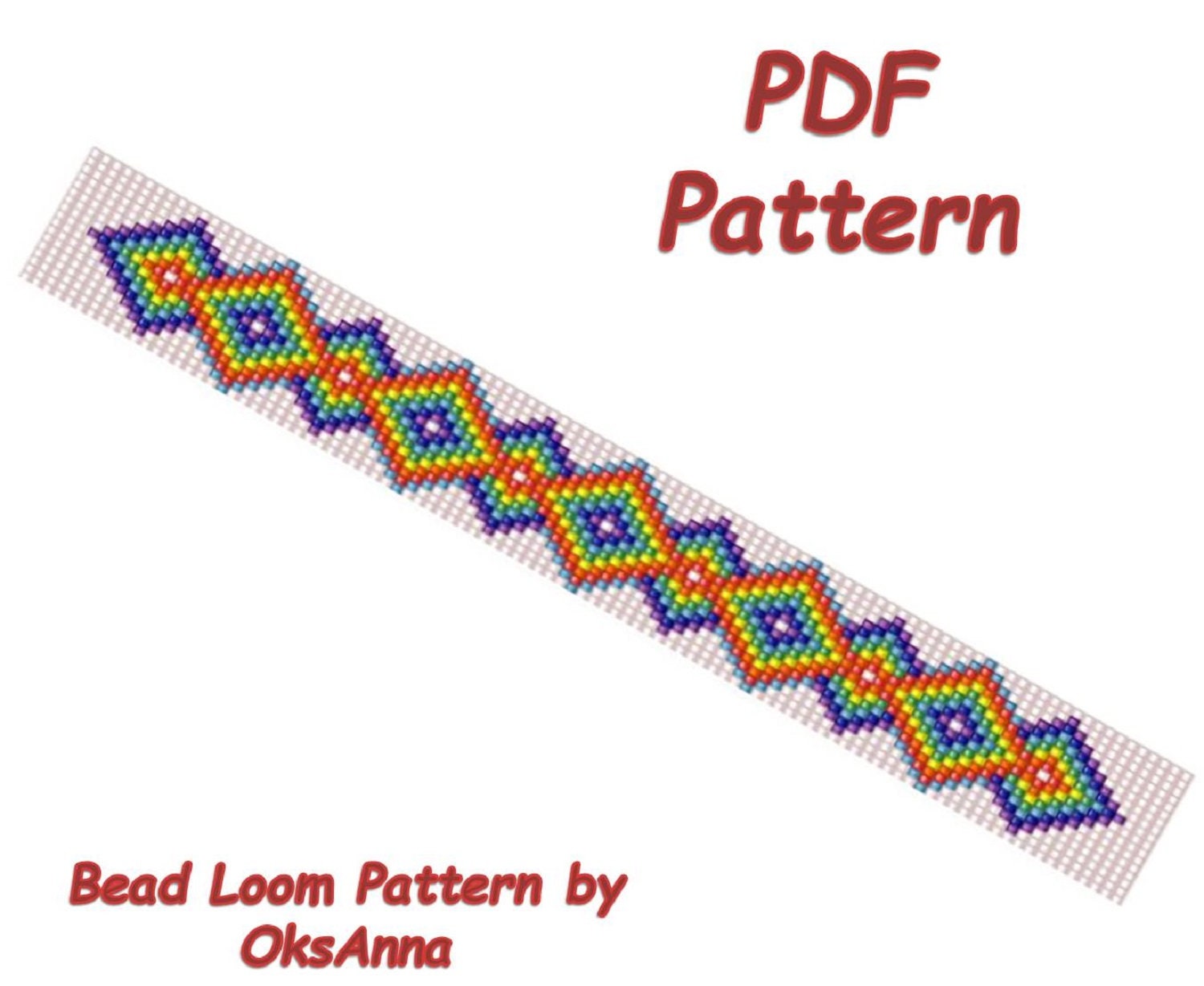 Beaded bracelet pattern Rhombus bracelet Beaded Loom pattern Etsy