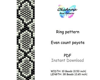 Silver Snake Ring Pattern, Miyuki Peyote Stitch (PDF Download)