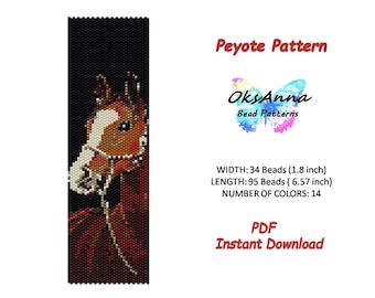 Horse Peyote Bracelet Pattern, Miyuki Beadweaving Tutorial (PDF Pattern)