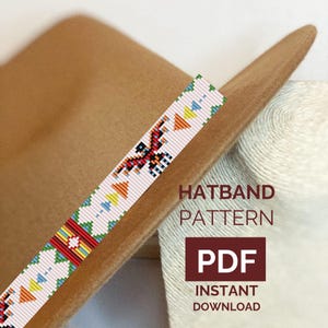Mönster för hattband med pärlor från Thunderbird | Hattband med seed bead-vävstol | Miyuki-hattaccessoar