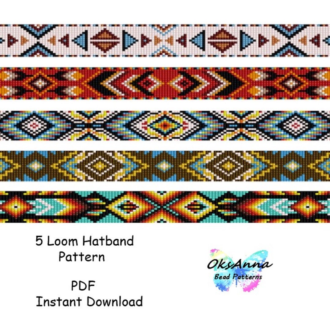 Beading Hatband Pattern Bead Loom Hatband Miyuki Pattern Beading ...