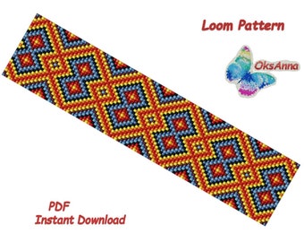 Bracelet loom pattern Miyuki pattern Beaded bracelet pattern Beading pattern Geometric pattern Beadwork Jewelry pattern Loom PDF pattern