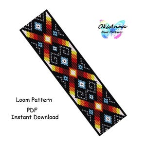 Beading bracelet pattern Seed bead pattern Loom bracelet tutorial Miyuki bracelet Geometric bracelet design Square stitch Beadwork jewelry