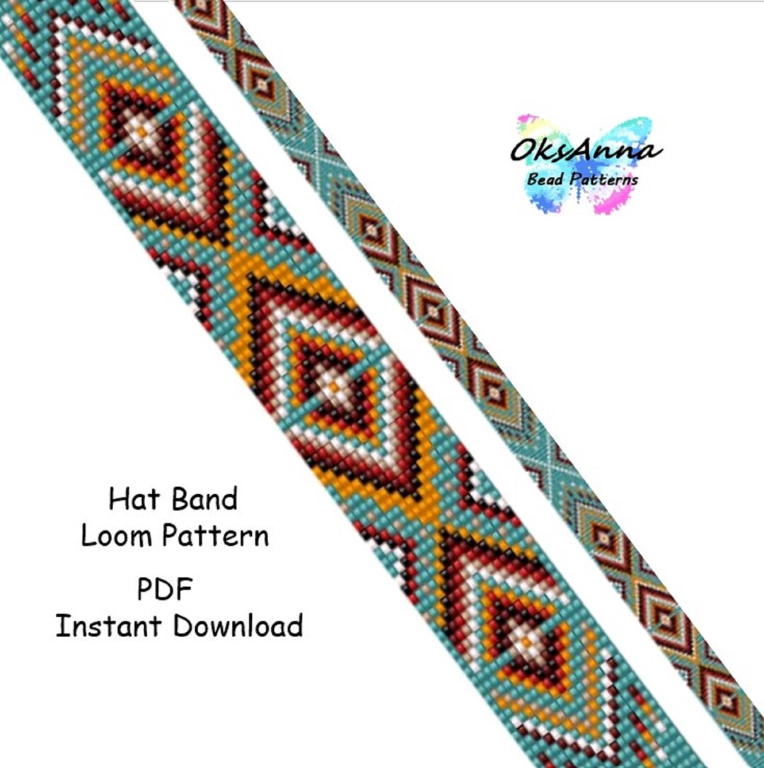 Beading Hatband Pattern Bead Loom Hatband Miyuki Pattern Beading ...