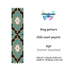 Odd count Peyote ring pattern Bead ring tutorial Peyote stitch ring design Miyuki ring diy Beadwork ring diagrame Seed bead ring design