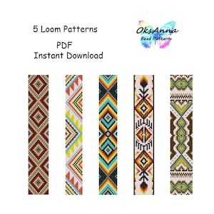 Loom bracelet pattern set Beading pattern Bead Loom pattern Miyuki pattern Loom stitch bracelet Beadwork Bracelet design Beding tutorial