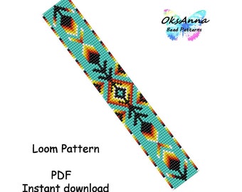 Beading bracelet pattern Loom pattern Miyuki pattern Beading pattern Geometric pattern Seed bead pattern Loom stitch Blue pattern Beadwork