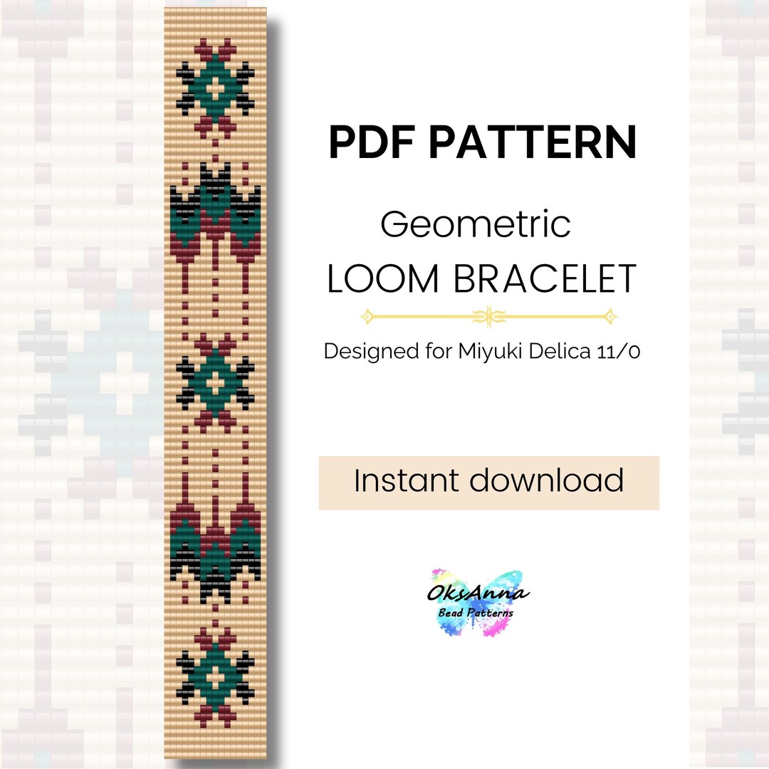 Beading Bracelet Pattern PDF | Geometric Seed Bead Pattern | Loom ...